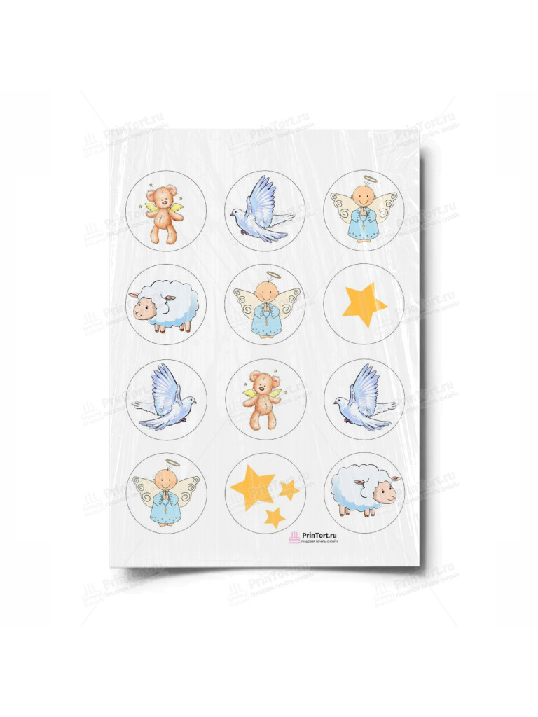 Сахарная и вафельная Картинка для капкейков»Таинство Крещения» — PT100905 | Пищевая печать на торте, сахарной, вафельной бумаге -> PrinTort.ru