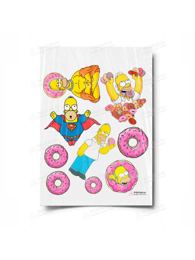 Сахарная и вафельная Картинка для торта «Симпсоны (the Simpsons)» — PT100972 | Пищевая печать на торте, сахарной, вафельной бумаге -> PrinTort.ru