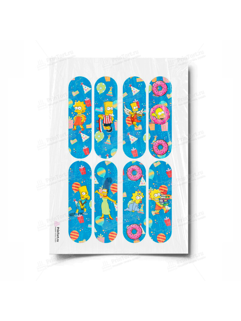 Сахарная и вафельная Картинка для торта «Симпсоны (the Simpsons)» — PT100977 | Пищевая печать на торте, сахарной, вафельной бумаге -> PrinTort.ru
