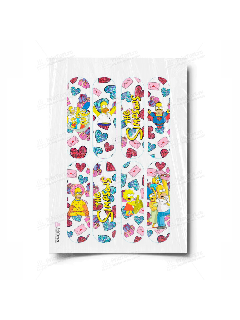 Сахарная и вафельная Картинка для торта «Симпсоны (the Simpsons)» — PT100980 | Пищевая печать на торте, сахарной, вафельной бумаге -> PrinTort.ru