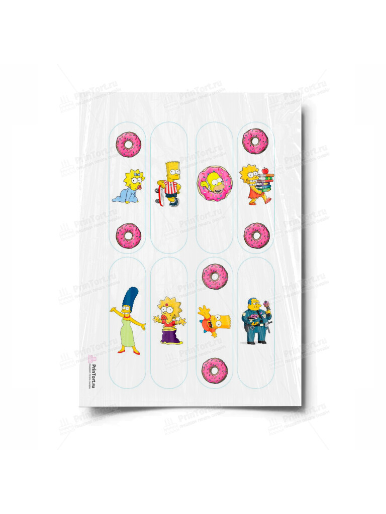 Сахарная и вафельная Картинка для торта «Симпсоны (the Simpsons)» — PT100981 | Пищевая печать на торте, сахарной, вафельной бумаге -> PrinTort.ru