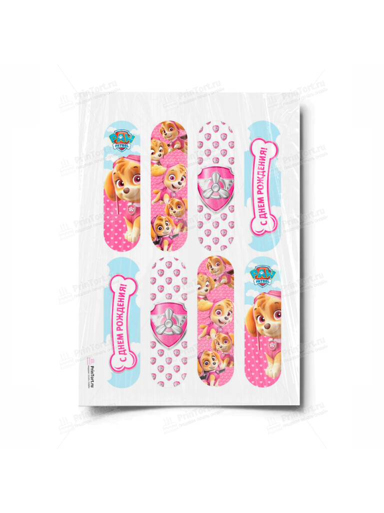 Сахарная и вафельная Картинка для эклеров «Щенячий патруль» — PT100995 | Пищевая печать на торте, сахарной, вафельной бумаге -> PrinTort.ru