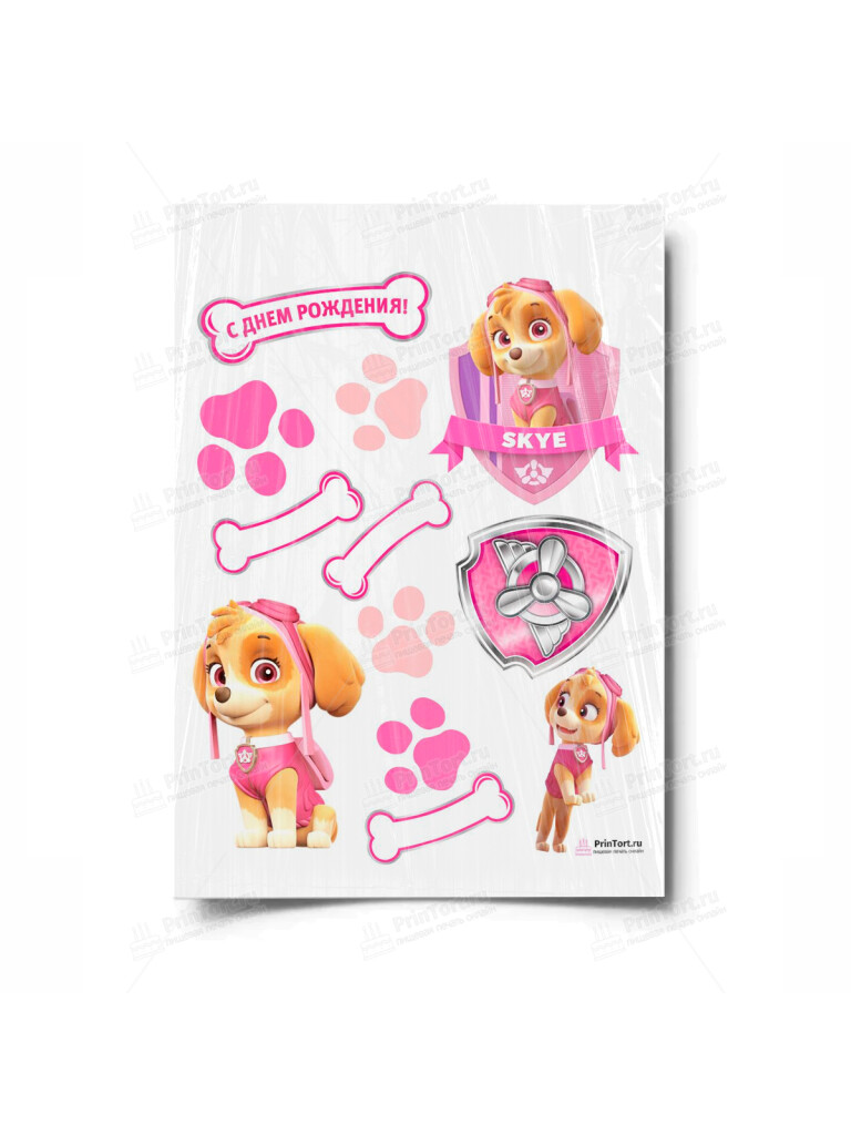 Сахарная и вафельная Картинка для торта «Щенячий патруль» — PT101000 | Пищевая печать на торте, сахарной, вафельной бумаге -> PrinTort.ru
