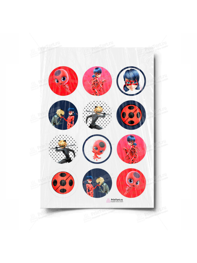 Сахарная и вафельная Картинка для капкейков «Леди Баг» — PT101057 | Пищевая печать на торте, сахарной, вафельной бумаге -> PrinTort.ru