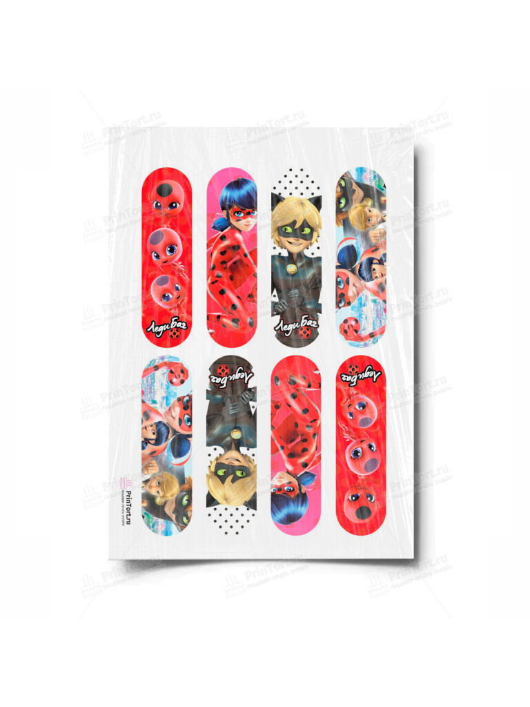 Сахарная и вафельная Картинка для эклеров «Леди Баг» — PT101062 | Пищевая печать на торте, сахарной, вафельной бумаге -> PrinTort.ru