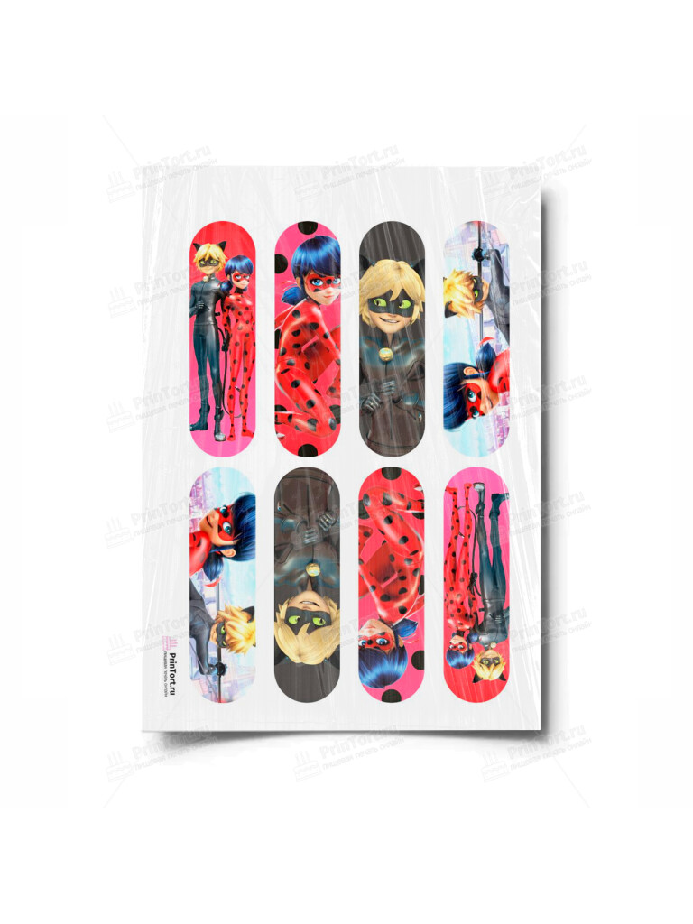 Сахарная и вафельная Картинка для эклеров «Леди Баг» — PT101063 | Пищевая печать на торте, сахарной, вафельной бумаге -> PrinTort.ru