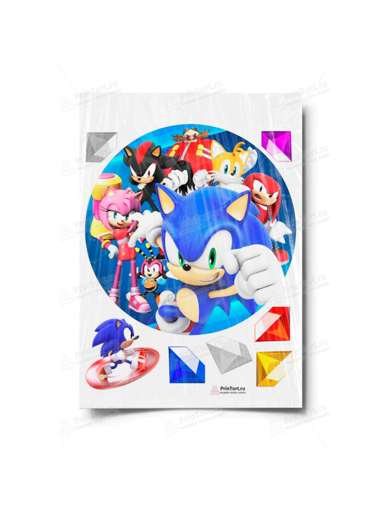Сахарная и вафельная Картинка для торта «Соник (Sonic)»- PT101067 | Пищевая печать на торте, сахарной, вафельной бумаге -> PrinTort.ru