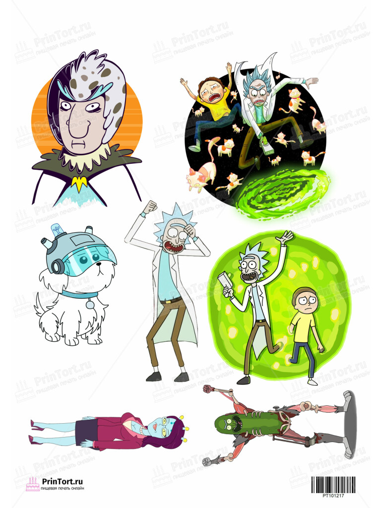 Сахарная и вафельная Картинка для торта»Рик и Морти (Rick and Morty)» — PT101217 | Пищевая печать на торте, сахарной, вафельной бумаге -> PrinTort.ru