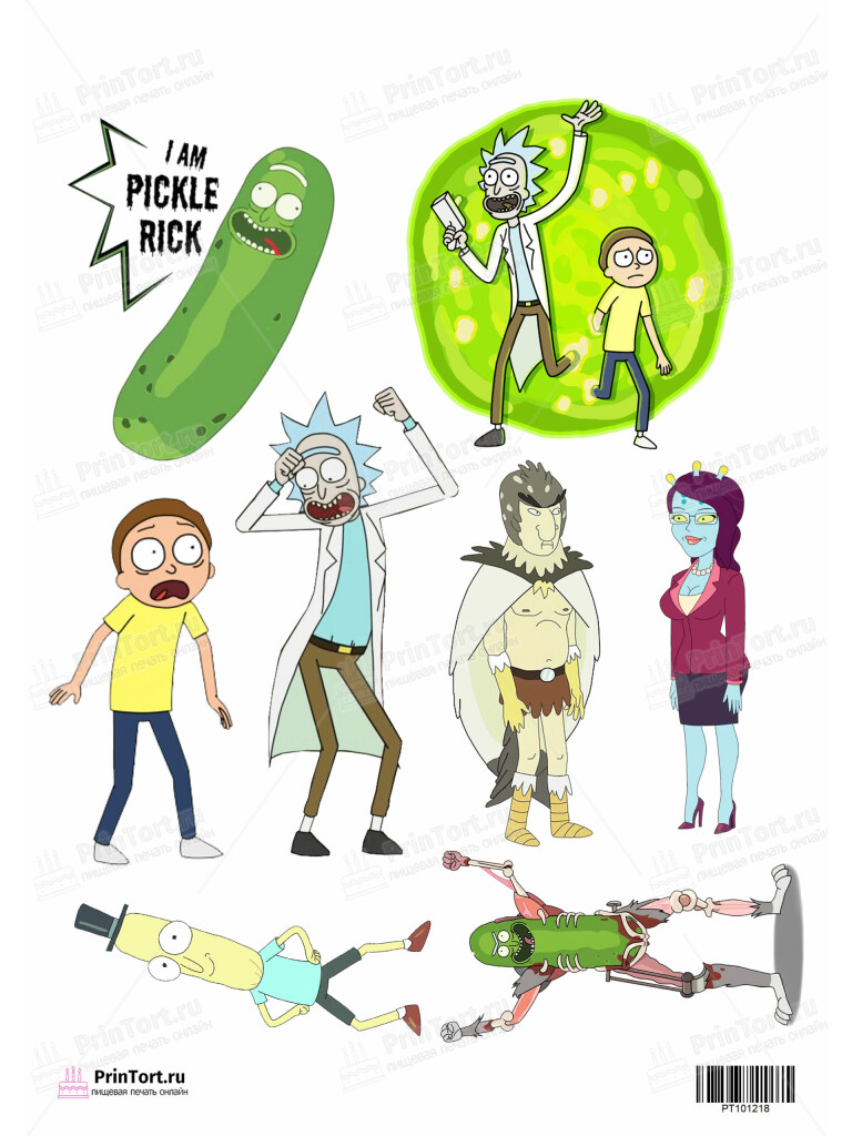 Сахарная и вафельная Картинка для торта»Рик и Морти (Rick and Morty)» — PT101218 | Пищевая печать на торте, сахарной, вафельной бумаге -> PrinTort.ru