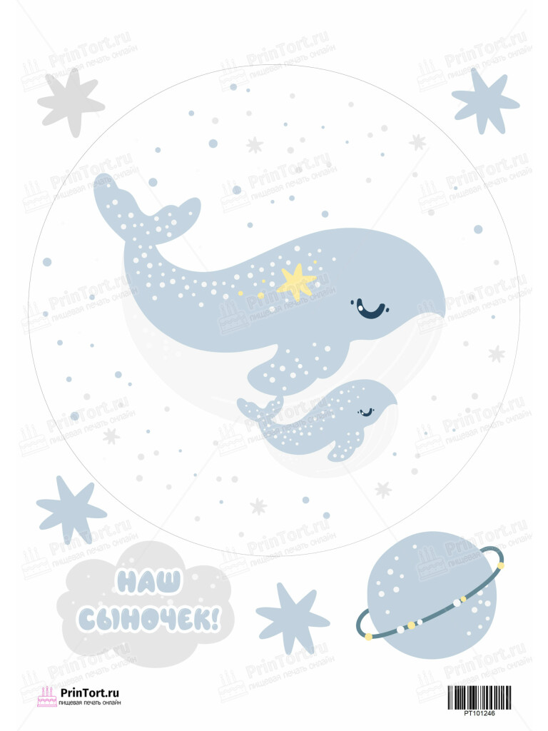 Сахарная и вафельная Картинка для торта «Новорожденный» — PT101246 | Пищевая печать на торте, сахарной, вафельной бумаге -> PrinTort.ru