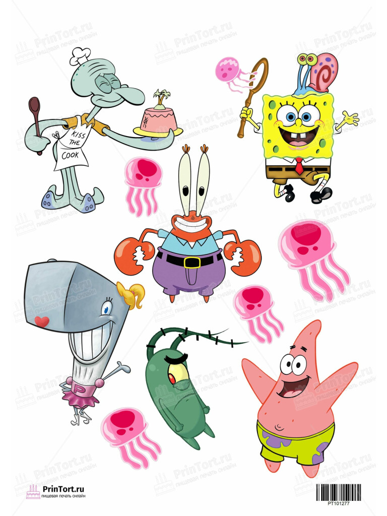 Сахарная и вафельная Картинка для торта Губка Боб «SpongeBob» — PT101277 | Пищевая печать на торте, сахарной, вафельной бумаге -> PrinTort.ru