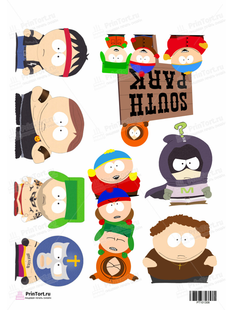 Сахарная и вафельная Картинка для торта «Южный Парк (South Park)» — PT101308 | Пищевая печать на торте, сахарной, вафельной бумаге -> PrinTort.ru