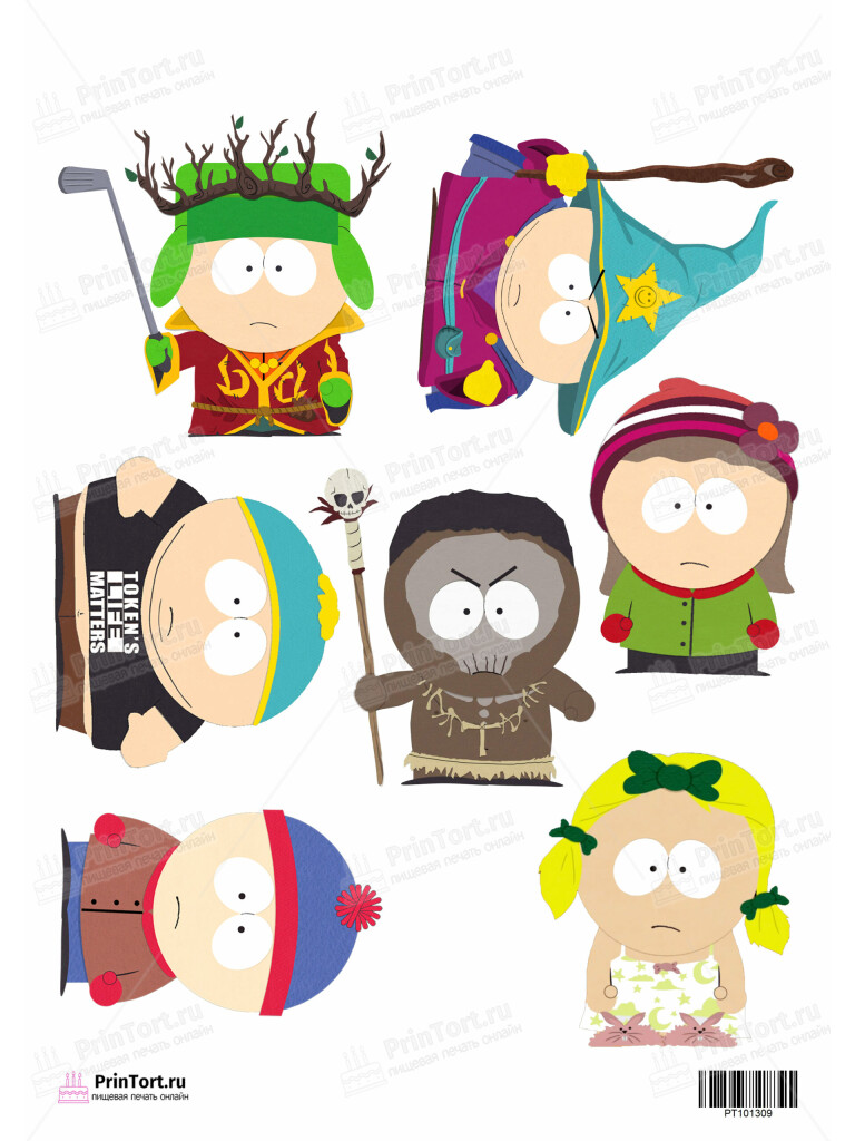 Сахарная и вафельная Картинка для торта «Южный Парк (South Park)» — PT101309 | Пищевая печать на торте, сахарной, вафельной бумаге -> PrinTort.ru