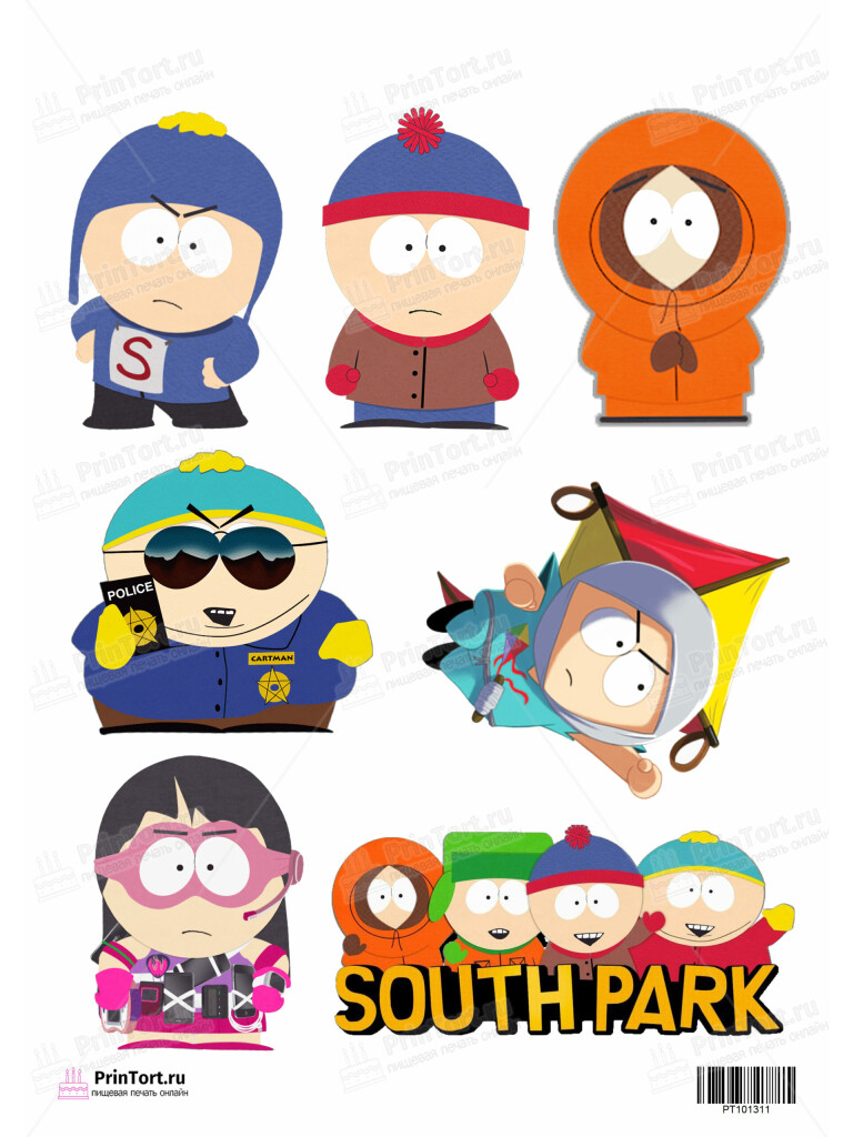 Сахарная и вафельная Картинка для торта «Южный Парк (South Park)» — PT101311 | Пищевая печать на торте, сахарной, вафельной бумаге -> PrinTort.ru