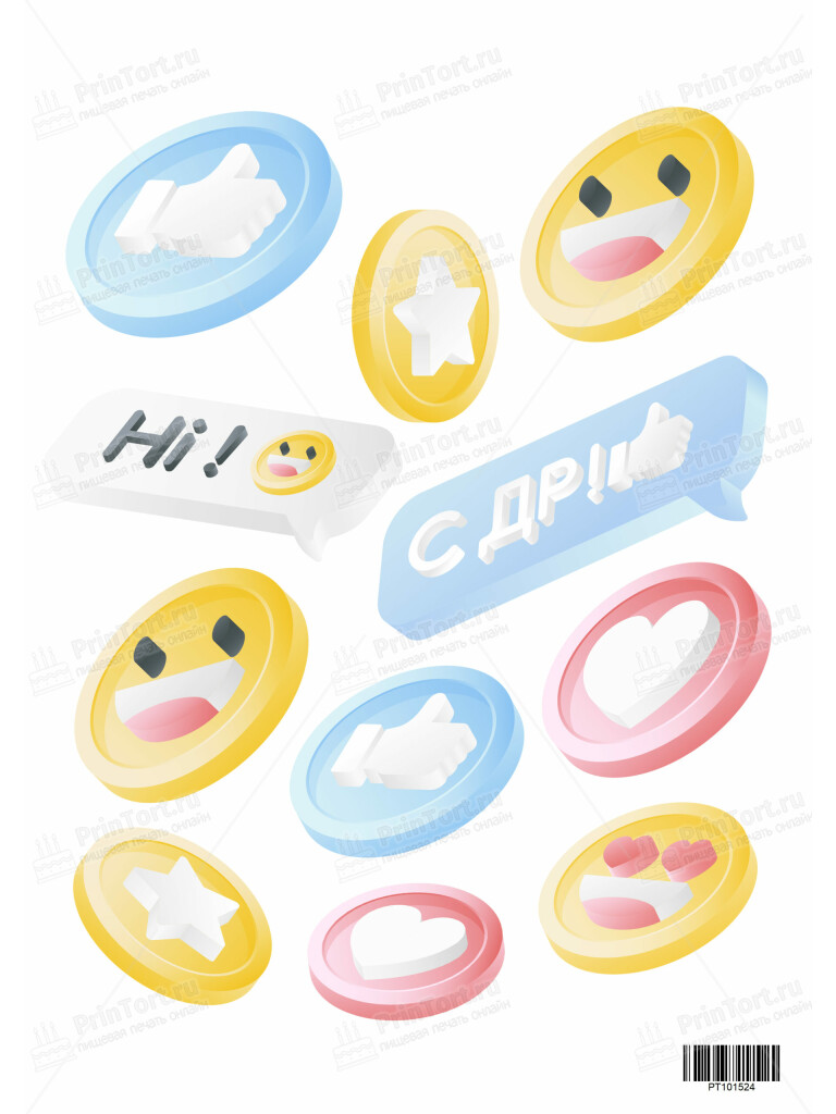 Сахарная и вафельная Картинка для торта»Социальные сети» — PT101524 | Пищевая печать на торте, сахарной, вафельной бумаге -> PrinTort.ru