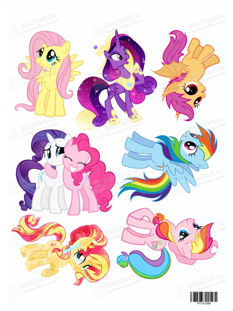 Сахарная и вафельная Картинка для торта My Little Pony — PT101559 | Пищевая печать на торте, сахарной, вафельной бумаге -> PrinTort.ru