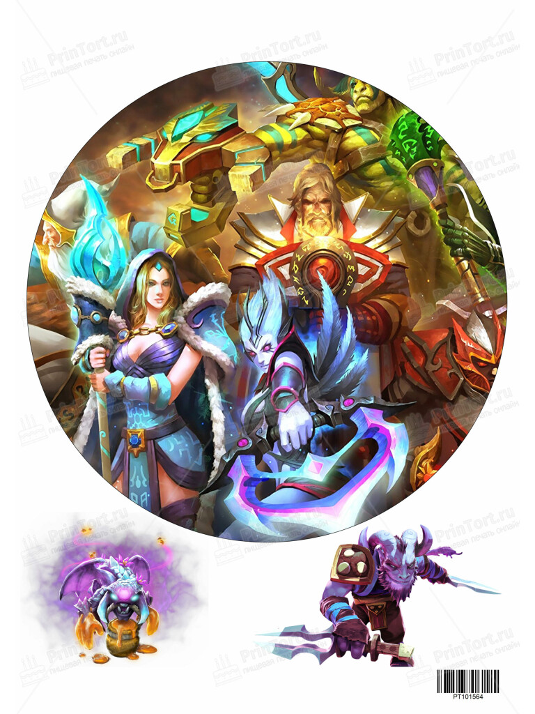 Сахарная и вафельная Картинка для торта «Дота» (Dota)- PT101564 | Пищевая печать на торте, сахарной, вафельной бумаге -> PrinTort.ru