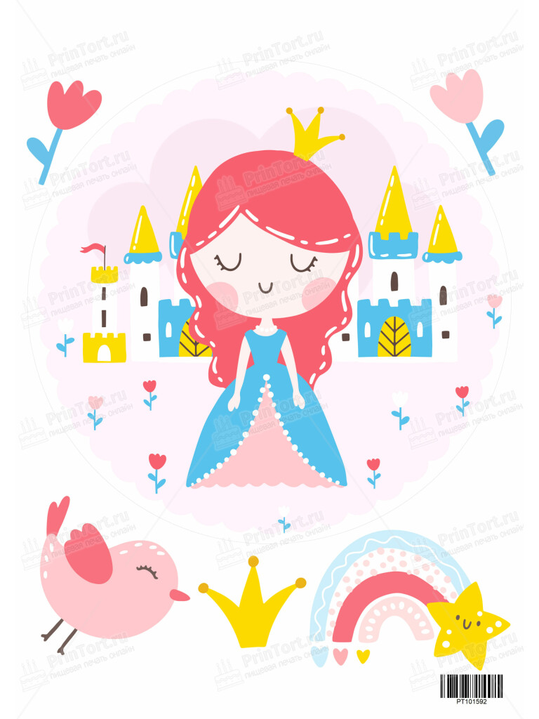 Сахарная и вафельная Картинка для торта «Принцесса» — PT101592 | Пищевая печать на торте, сахарной, вафельной бумаге -> PrinTort.ru