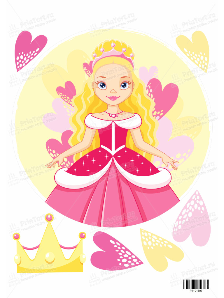 Сахарная и вафельная Картинка для торта «Принцесса» — PT101597 | Пищевая печать на торте, сахарной, вафельной бумаге -> PrinTort.ru