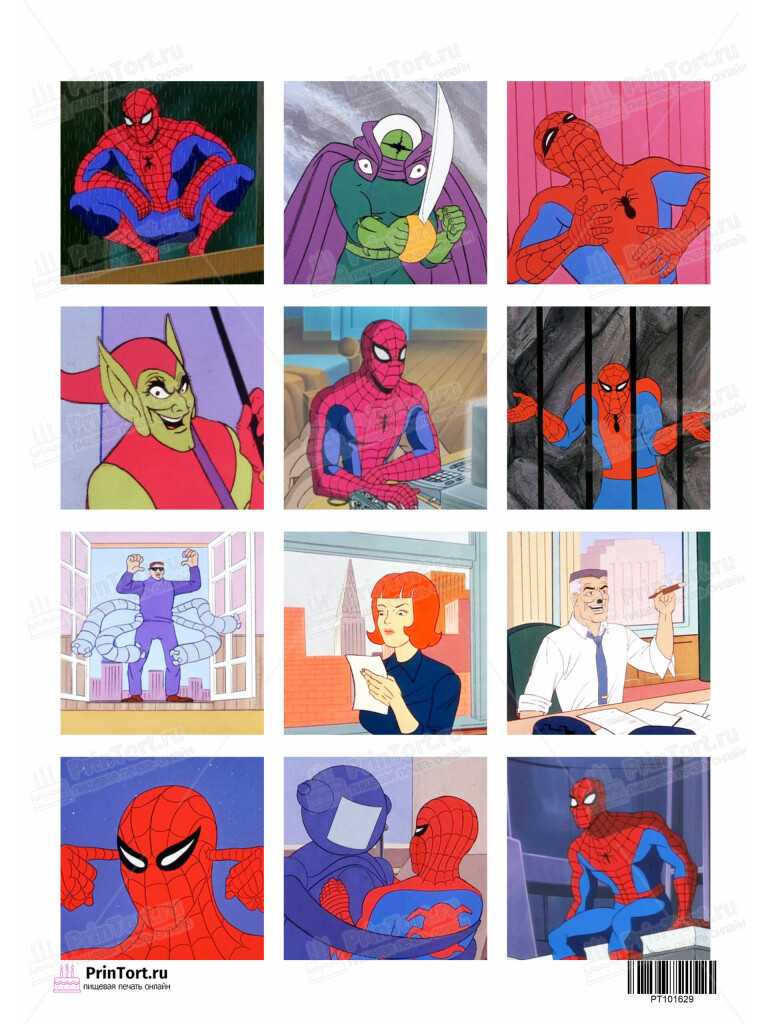 Сахарная и вафельная Картинка для торта «Человек-паук (Spider-Men)» — PT101629 | Пищевая печать на торте, сахарной, вафельной бумаге -> PrinTort.ru