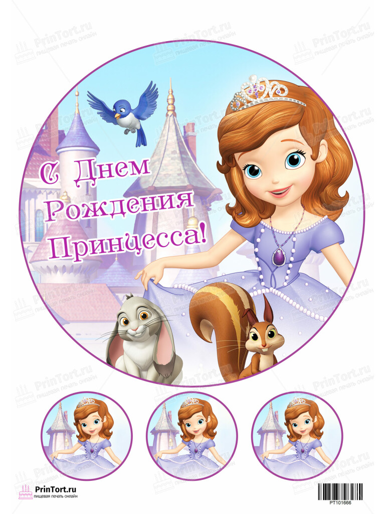 Сахарная и вафельная Картинка для торта София Прекрасная (Sofia the first) — PT101666 | Пищевая печать на торте, сахарной, вафельной бумаге -> PrinTort.ru
