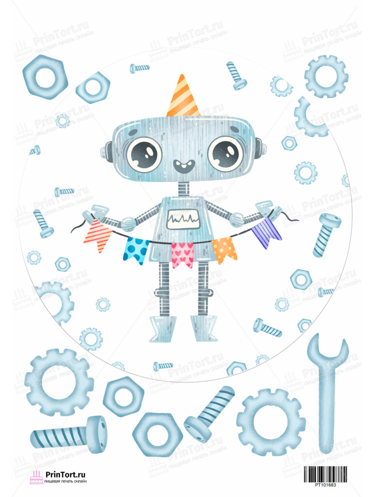 Сахарная и вафельная Картинка для торта «Роботы» — PT101683 | Пищевая печать на торте, сахарной, вафельной бумаге -> PrinTort.ru