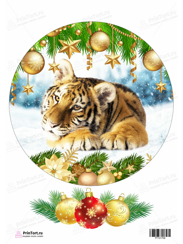 Сахарная и вафельная Картинка для торта «Новый год» — PT101706 | Пищевая печать на торте, сахарной, вафельной бумаге -> PrinTort.ru