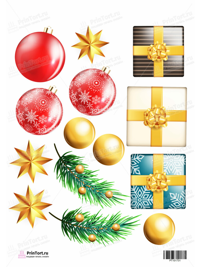 Сахарная и вафельная Картинка для торта «Новый год» — PT101731 | Пищевая печать на торте, сахарной, вафельной бумаге -> PrinTort.ru