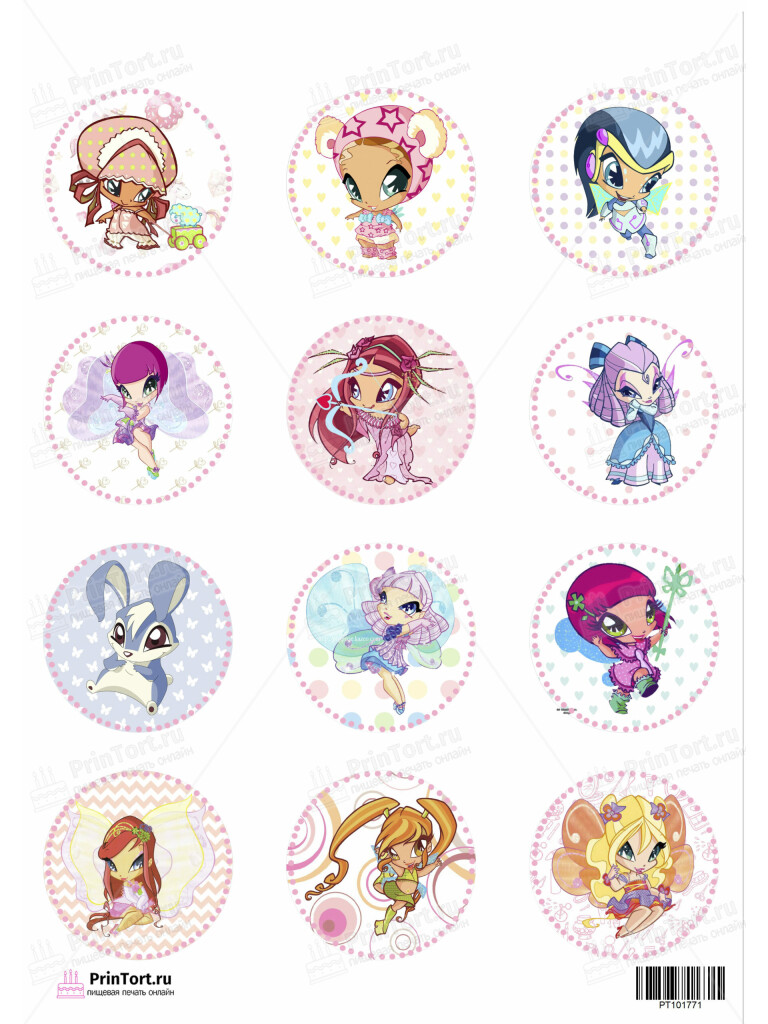 Сахарная, вафельная Картинка для капкейков «Винкс (Winx club)  — PT101771 | Пищевая печать на торте, сахарной, вафельной бумаге -> PrinTort.ru Сахарная и вафельная Картинка для капкейков «Винкс (Winx club)  — PT101771 | Пищевая печать на торте, сахарной, вафельной бумаге -> PrinTort.ru