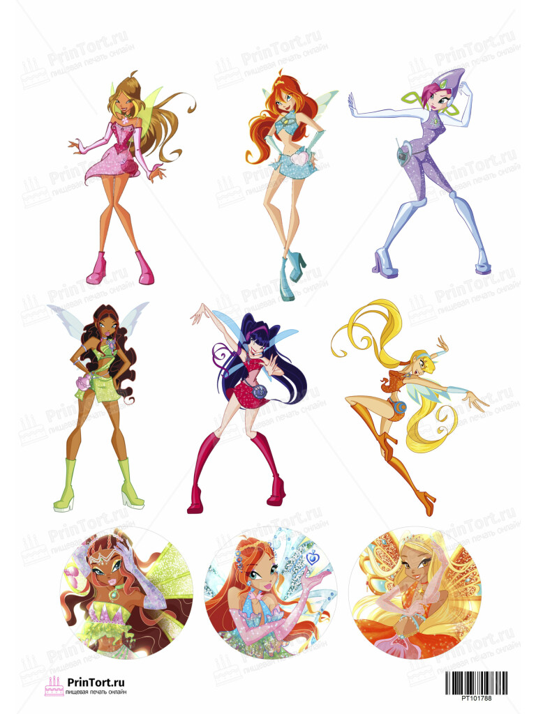 Сахарная, вафельная Картинка для торта «Винкс (Winx club)»  — PT101788 | Пищевая печать на торте, сахарной, вафельной бумаге -> PrinTort.ru Сахарная и вафельная Картинка для торта «Винкс (Winx club)»  — PT101788 | Пищевая печать на торте, сахарной, вафельной бумаге -> PrinTort.ru