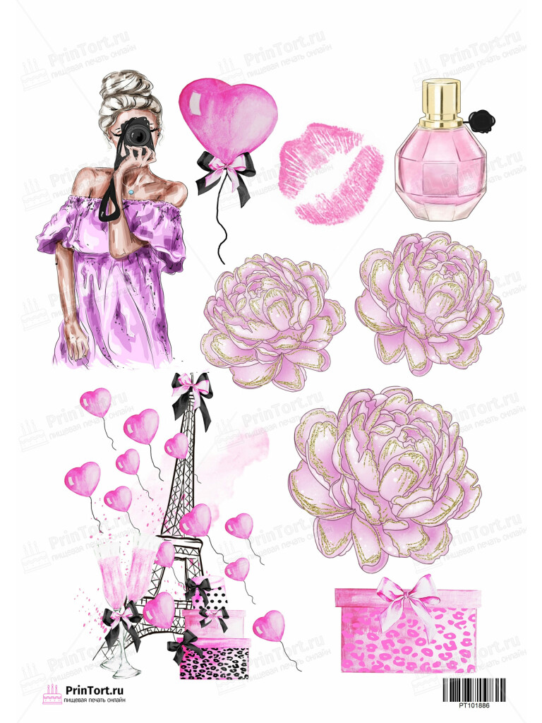 Сахарная и вафельная Картинка для торта «Девушка» — PT101886 | Пищевая печать на торте, сахарной, вафельной бумаге -> PrinTort.ru