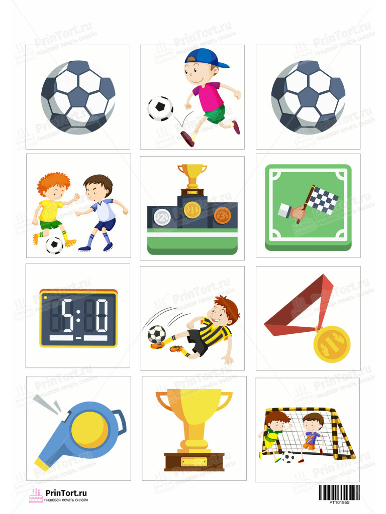 Сахарная и вафельная Картинка для торта «Футбол» — PT101955 | Пищевая печать на торте, сахарной, вафельной бумаге -> PrinTort.ru