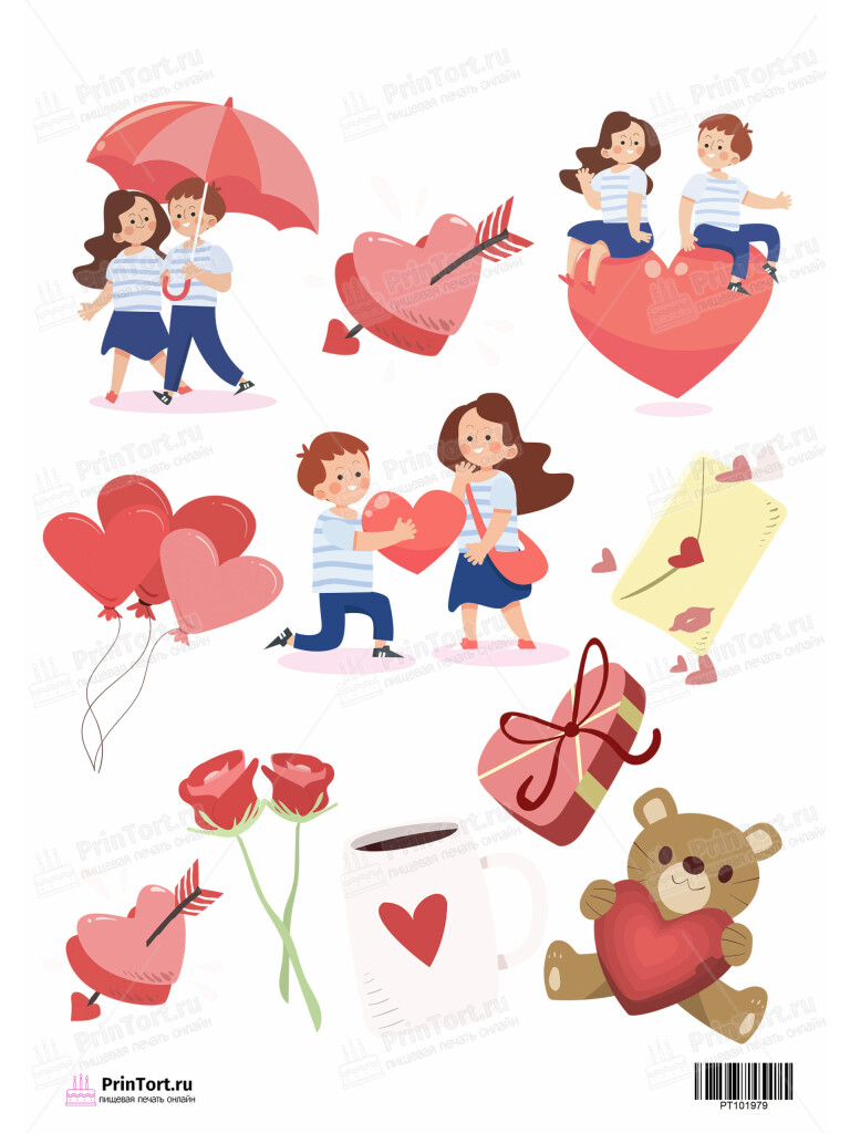 Сахарная и вафельная Картинка для торта «Любовь» — PT101979 | Пищевая печать на торте, сахарной, вафельной бумаге -> PrinTort.ru