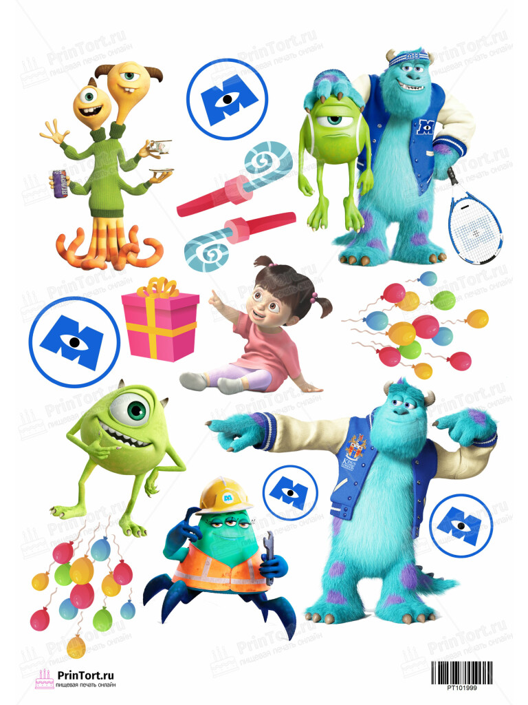 Сахарная и вафельная Картинка для торта «Корпорация Монстров» — PT101999 | Пищевая печать на торте, сахарной, вафельной бумаге -> PrinTort.ru