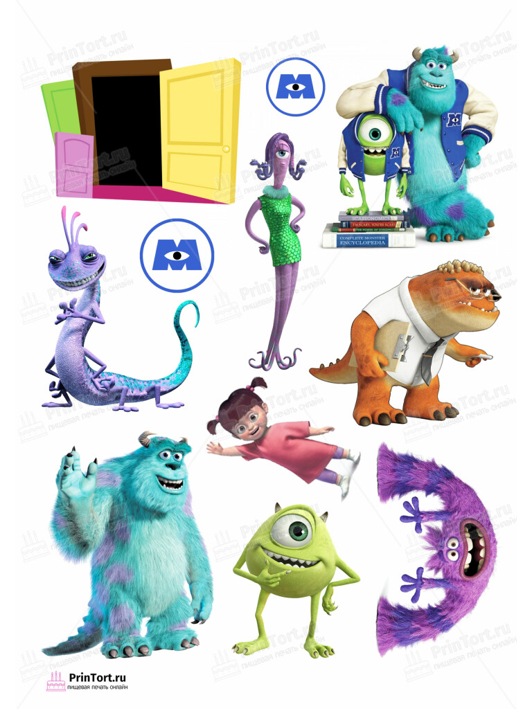 Сахарная и вафельная Картинка для торта «Корпорация Монстров» — PT102005 | Пищевая печать на торте, сахарной, вафельной бумаге -> PrinTort.ru