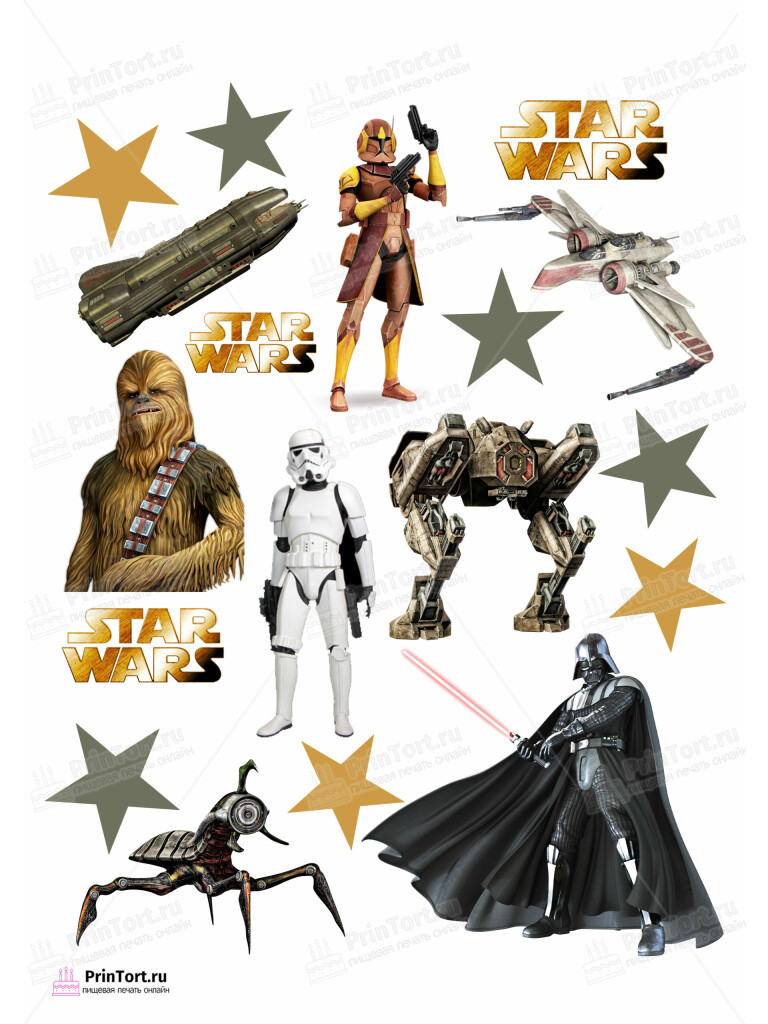 Сахарная и вафельная Картинка для торта «Звёздные войны (Star Wars)» — PT102122 | Пищевая печать на торте, сахарной, вафельной бумаге -> PrinTort.ru