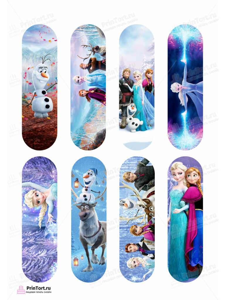 Сахарная и вафельная Картинка для эклеров «Холодное сердце» — PT102140 | Пищевая печать на торте, сахарной, вафельной бумаге -> PrinTort.ru