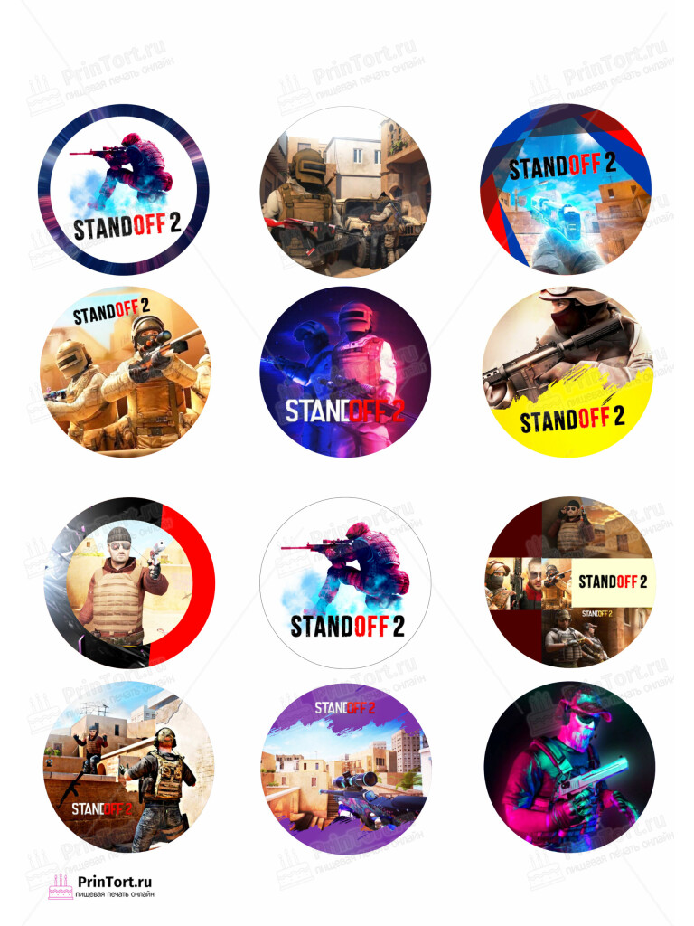 Сахарная и вафельная Картинка для капкейков «Стандофф» (Standoff)- PT102168 | Пищевая печать на торте, сахарной, вафельной бумаге -> PrinTort.ru