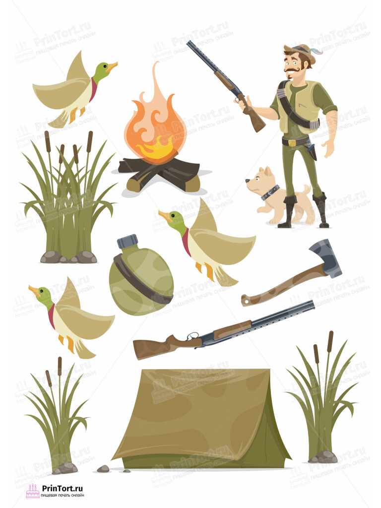 Сахарная и вафельная Картинка для торта «Охотник» — PT102185 | Пищевая печать на торте, сахарной, вафельной бумаге -> PrinTort.ru