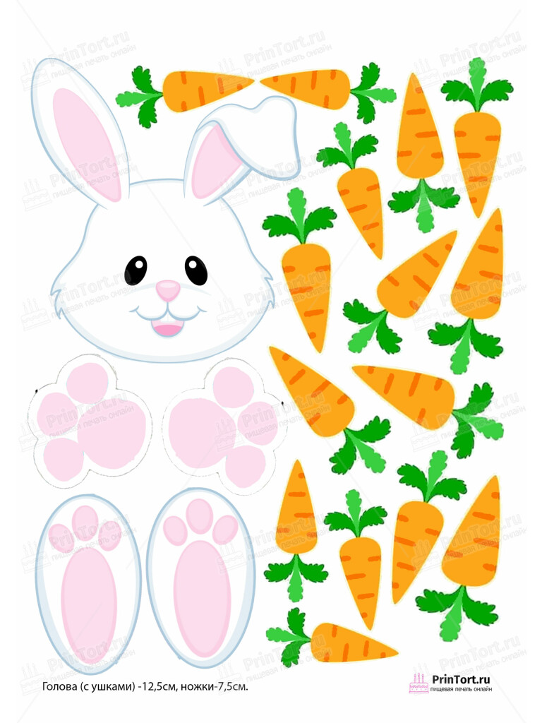 Сахарная и вафельная Картинка для торта «Зайка» — PT102195 | Пищевая печать на торте, сахарной, вафельной бумаге -> PrinTort.ru