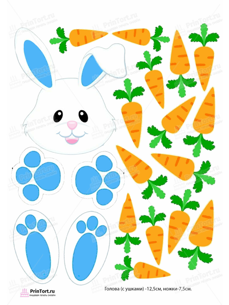 Сахарная и вафельная Картинка для торта «Зайчик» — PT102196 | Пищевая печать на торте, сахарной, вафельной бумаге -> PrinTort.ru