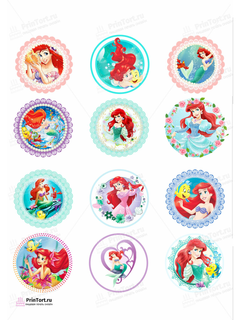 Сахарная и вафельная Картинка для капкейков «Принцессы Дисней (Walt Disney) » — PT102235 | Пищевая печать на торте, сахарной, вафельной бумаге -> PrinTort.ru