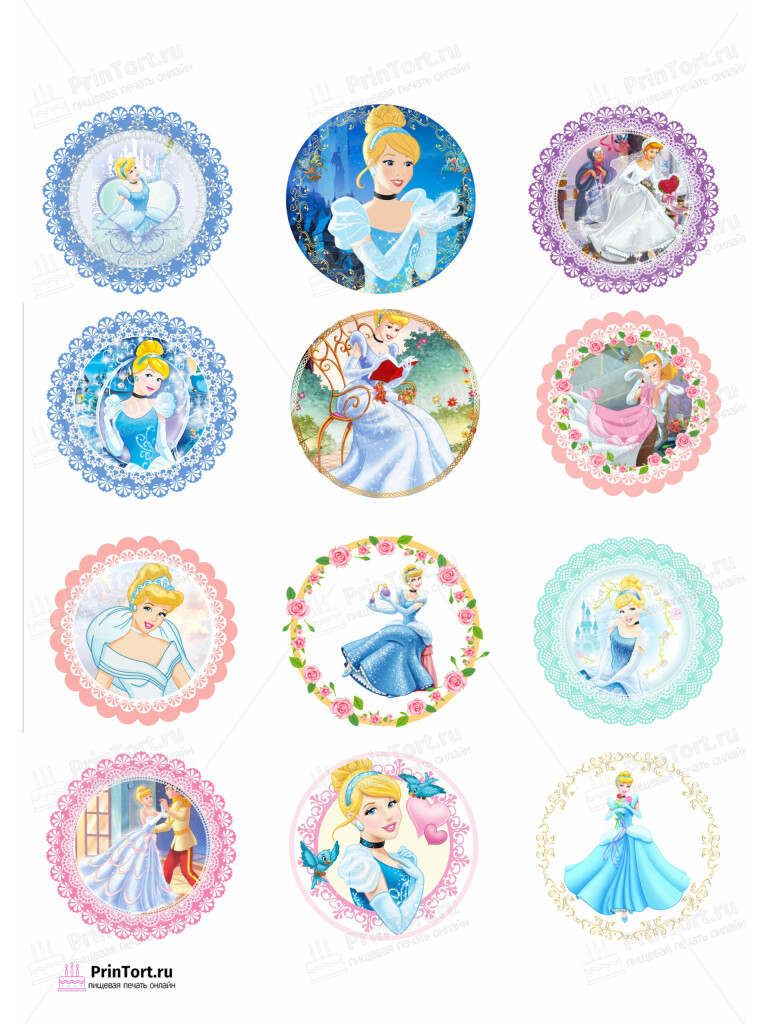 Сахарная и вафельная Картинка для капкейков «Принцессы Дисней (Walt Disney) » — PT102237 | Пищевая печать на торте, сахарной, вафельной бумаге -> PrinTort.ru