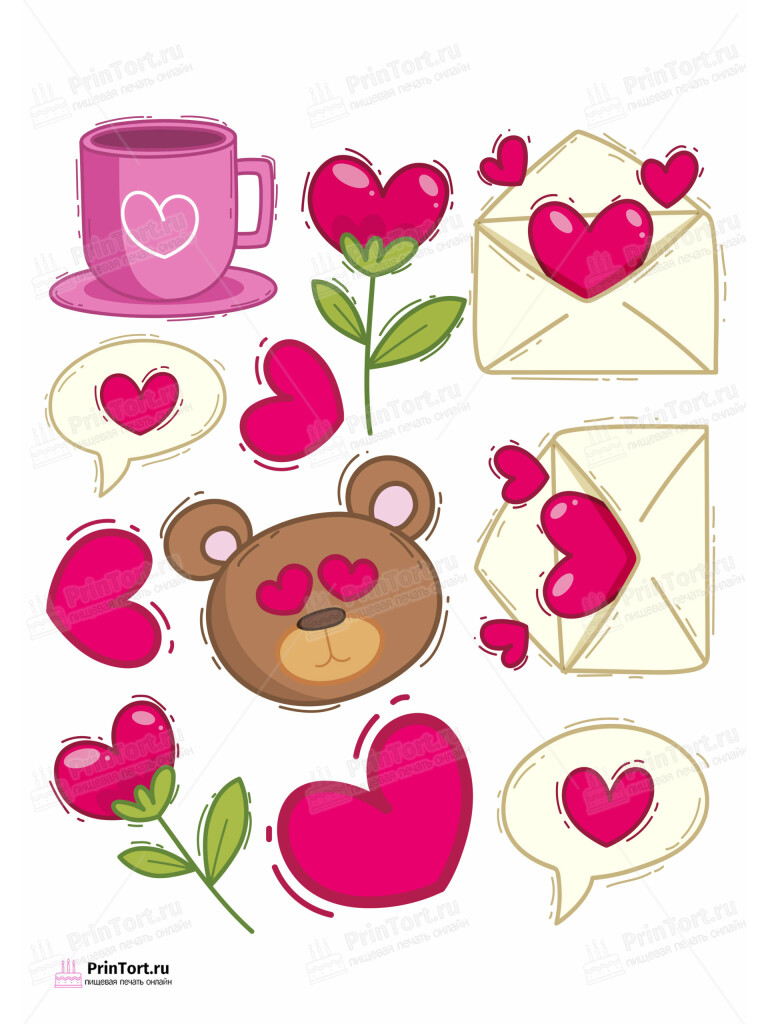 Сахарная и вафельная Картинка для торта «Любовь» — PT102294 | Пищевая печать на торте, сахарной, вафельной бумаге -> PrinTort.ru