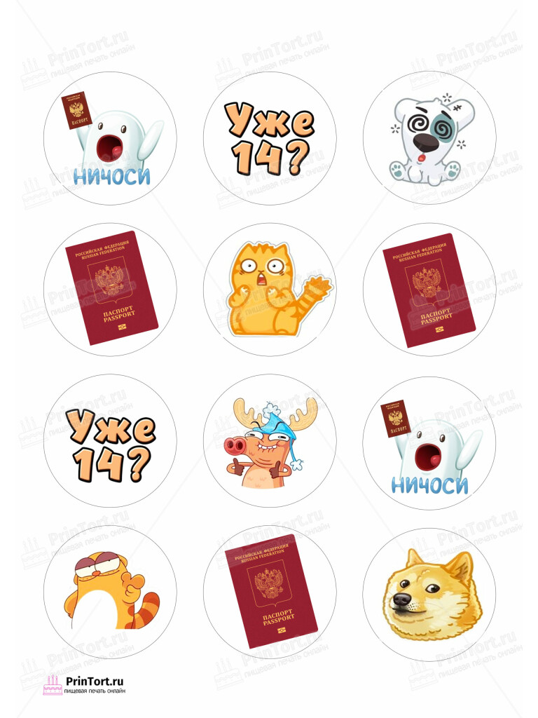 Сахарная и вафельная Картинка для капкейков «Паспорт» — PT102321 | Пищевая печать на торте, сахарной, вафельной бумаге -> PrinTort.ru