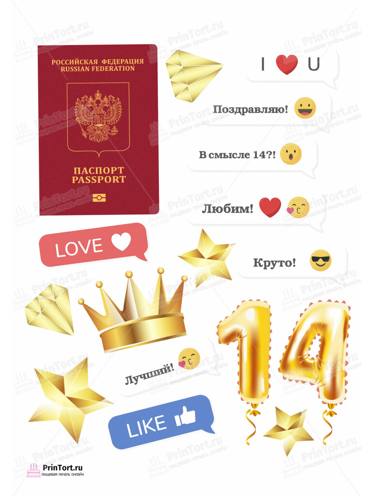 Сахарная и вафельная Картинка для торта «Паспорт» — PT102323 | Пищевая печать на торте, сахарной, вафельной бумаге -> PrinTort.ru