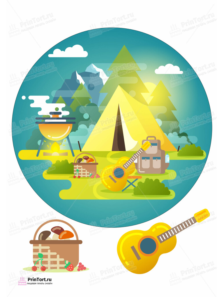 Сахарная и вафельная Картинка для торта «Путешествия» — PT102358 | Пищевая печать на торте, сахарной, вафельной бумаге -> PrinTort.ru