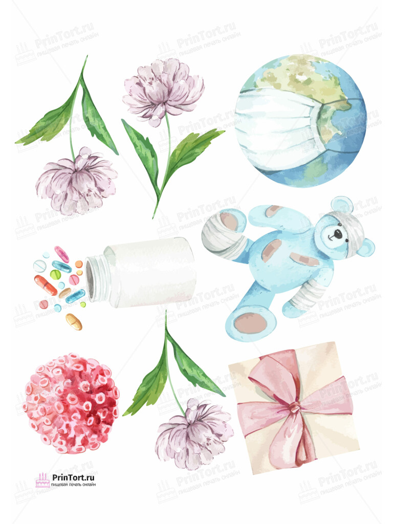 Сахарная и вафельная Картинка для торта «С Днём медика» — PT102386 | Пищевая печать на торте, сахарной, вафельной бумаге -> PrinTort.ru