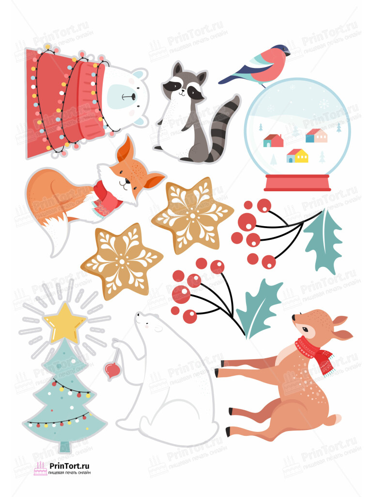 Сахарная и вафельная Картинка для торта «Рождество Христово» — PT102467 | Пищевая печать на торте, сахарной, вафельной бумаге -> PrinTort.ru