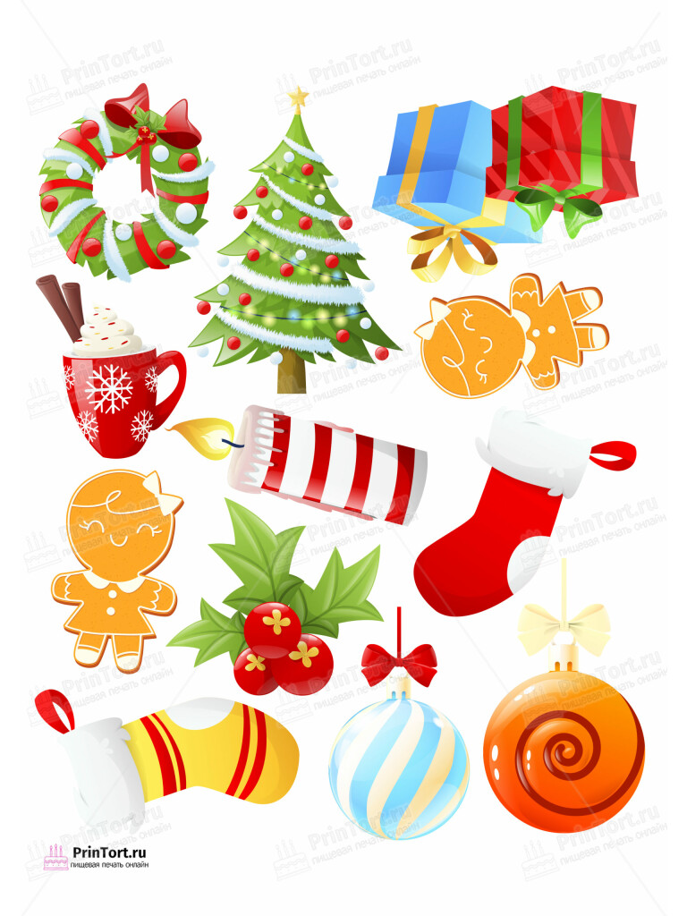 Сахарная и вафельная Картинка для торта «Рождество Христово» — PT102468 | Пищевая печать на торте, сахарной, вафельной бумаге -> PrinTort.ru